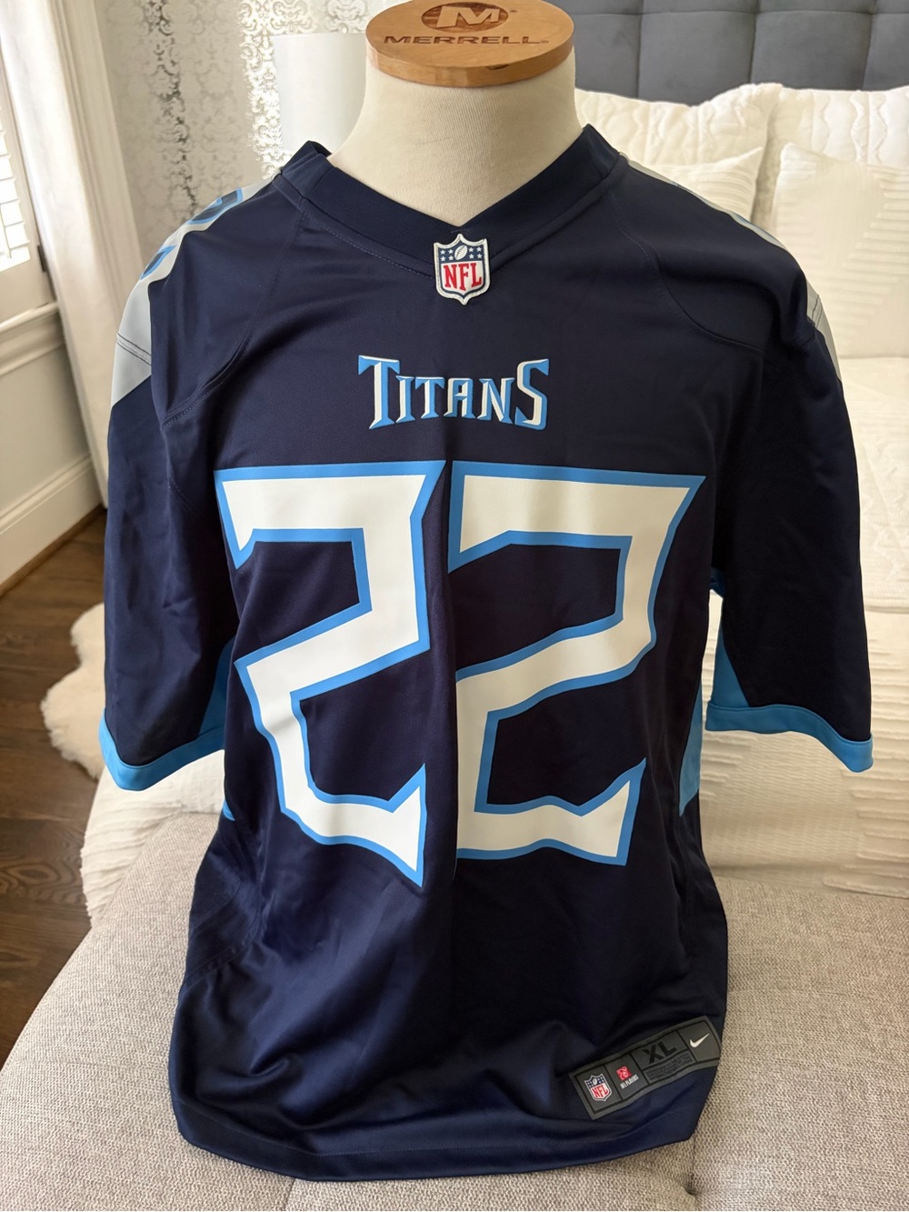 Nike Tennessee Titans Henry #22 Jersey in Navy with Light Blue and White